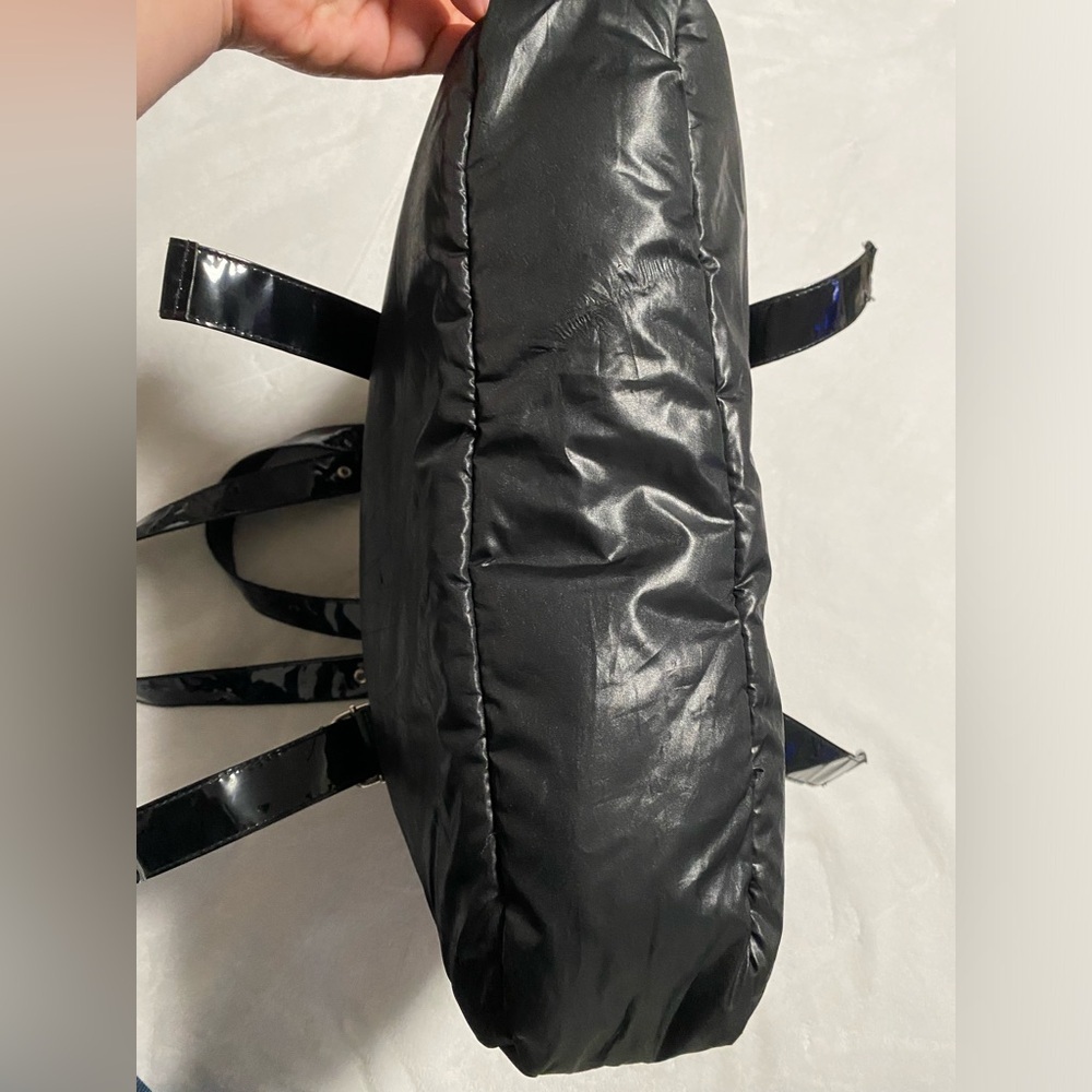 Large Black Puffer Nylon Padded Tote Handbag - Picture 8 of 13